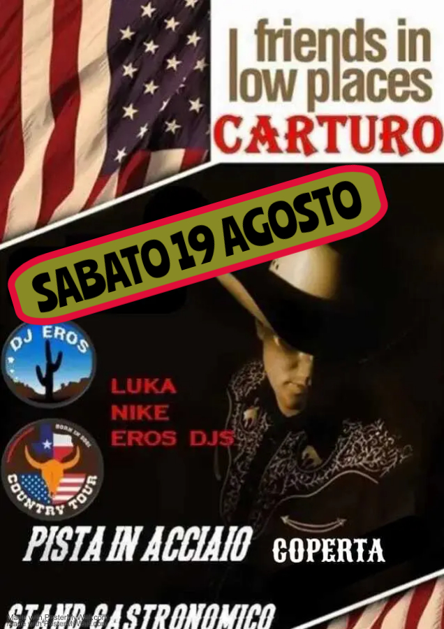 Evento Country Tour 2023 – Carturo di Piazzola sul Brenta (PD) Locandina Country Tour 2023 – Carturo di Piazzola sul Brenta (PD) - sabato 19 agosto ore 21:00 - 01:00