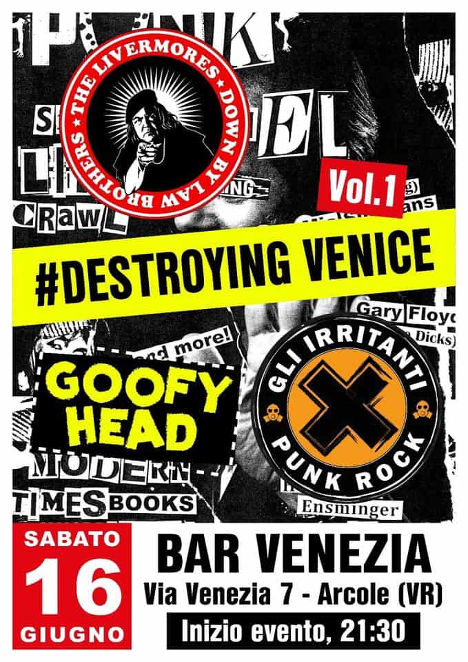 Destroying Venice punk vol1: Livermores GoofyHead Gli Irritanti No photo description available.