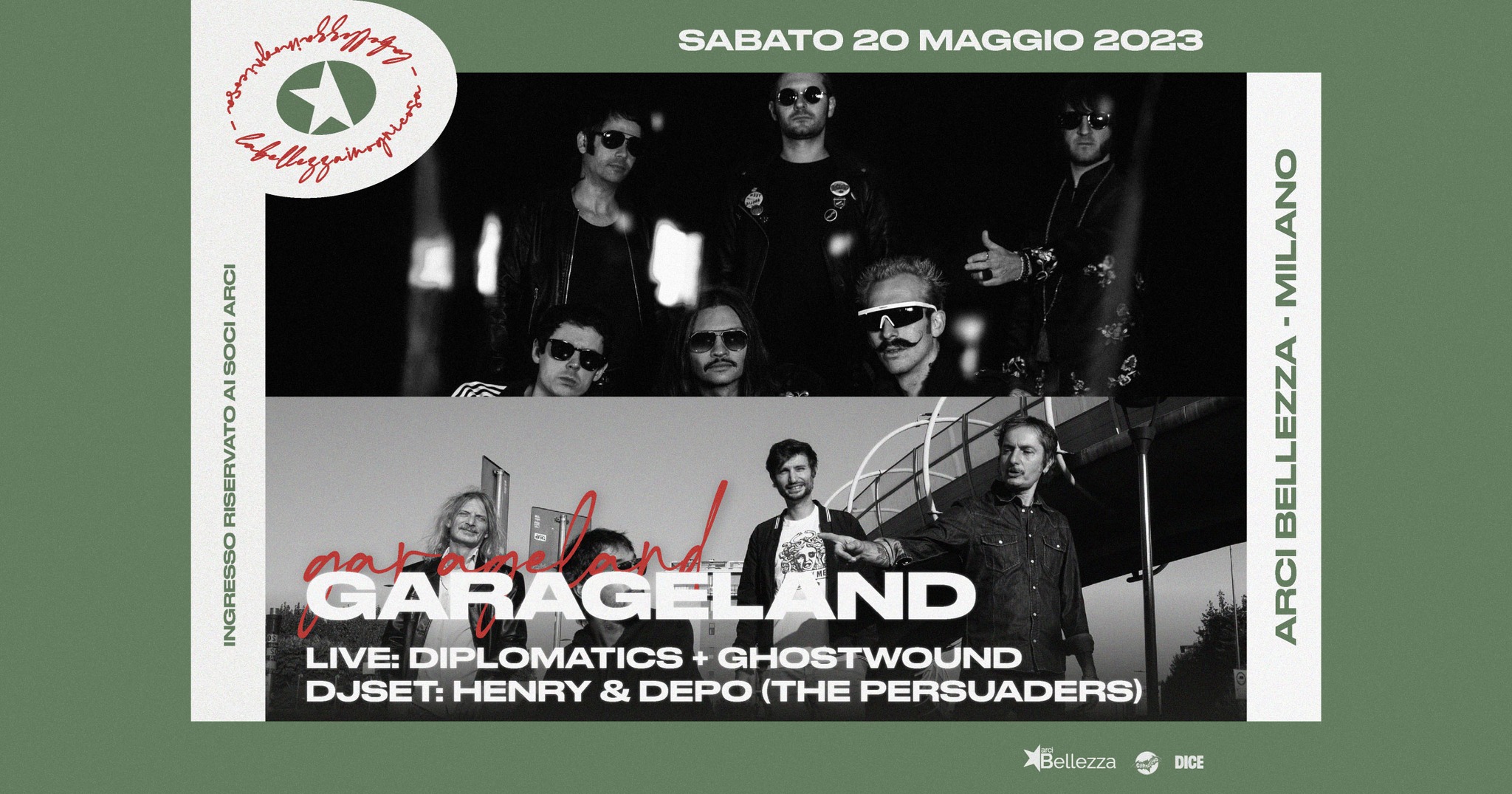 GARAGELAND EP.2 w/ Diplomatics & Ghostwound + The Persuaders DJset | Arci Bellezza, Milano No photo description available.