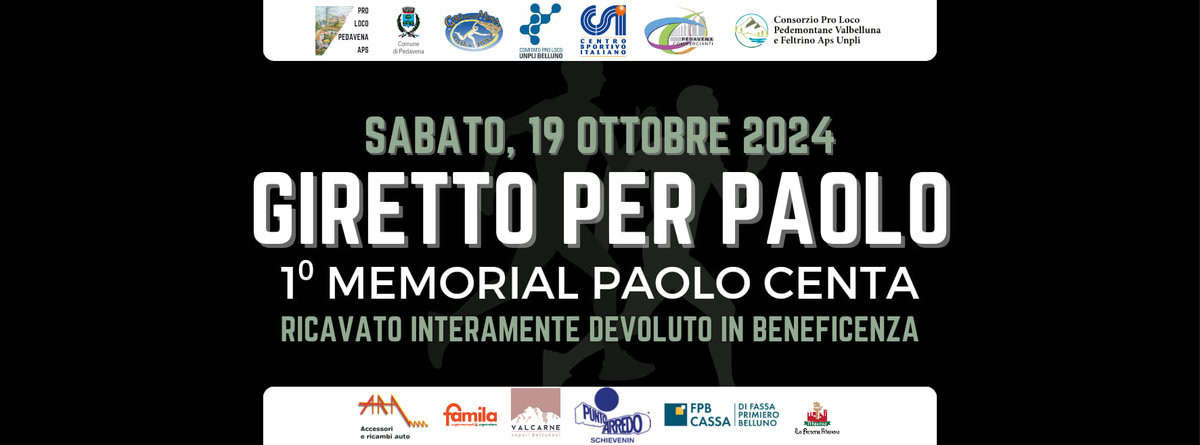 Giretto per Paolo – 1⁰ Memorial Paolo Centa, Pedavena (BL) May be an image of text