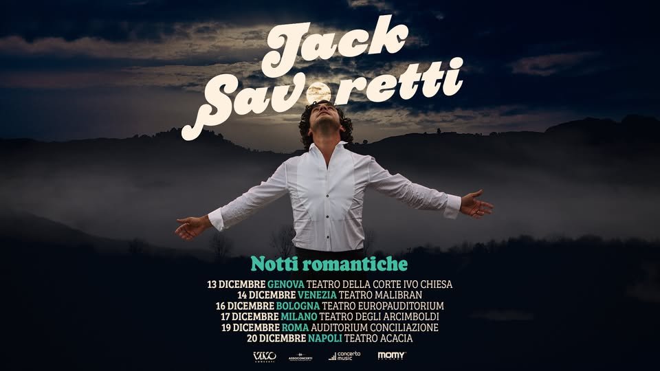 Evento Jack Savoretti – Tour 2024 – Venezia Locandina Jack Savoretti – Tour 2024 – Venezia - sabato 14 dicembre ore 21:00 - 23:00