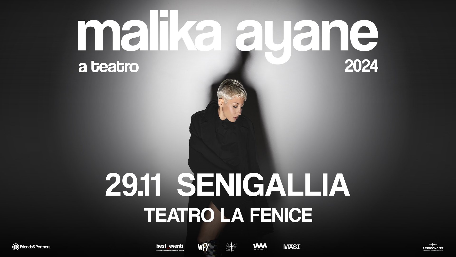 Evento Malika Ayane – 29.11.2024 – Senigallia, Teatro La Fenice Locandina Malika Ayane – 29.11.2024 – Senigallia, Teatro La Fenice - venerdì 29 novembre ore 21:00 - 23:00