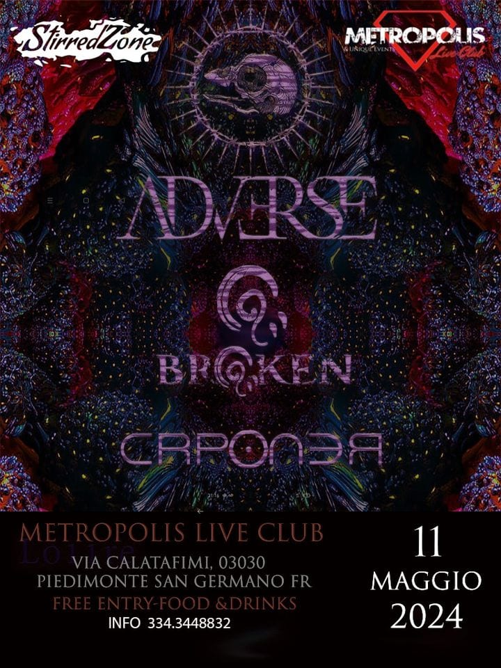 Metropolis Djent night: Adverse – Broken Q – Corponero No photo description available.
