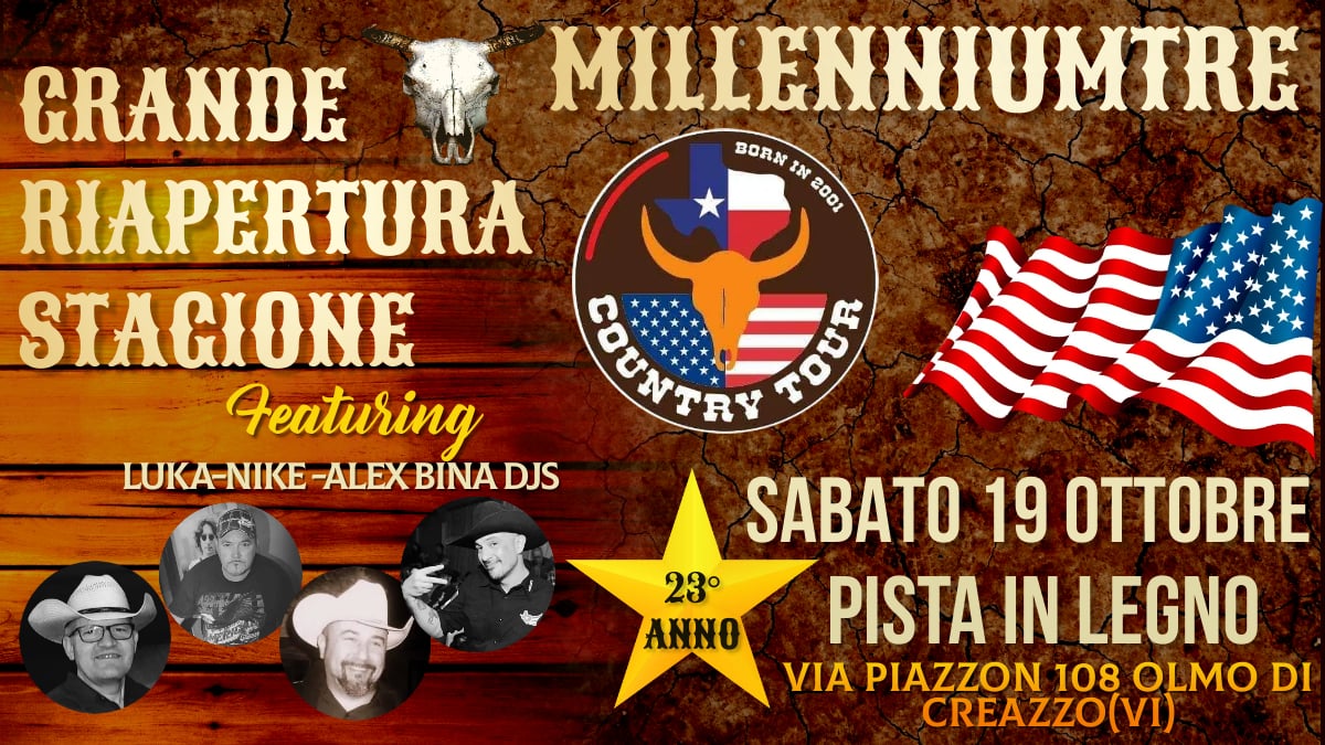Millennium Country 2024 2025 Grande apertura May be an image of 1 person and text