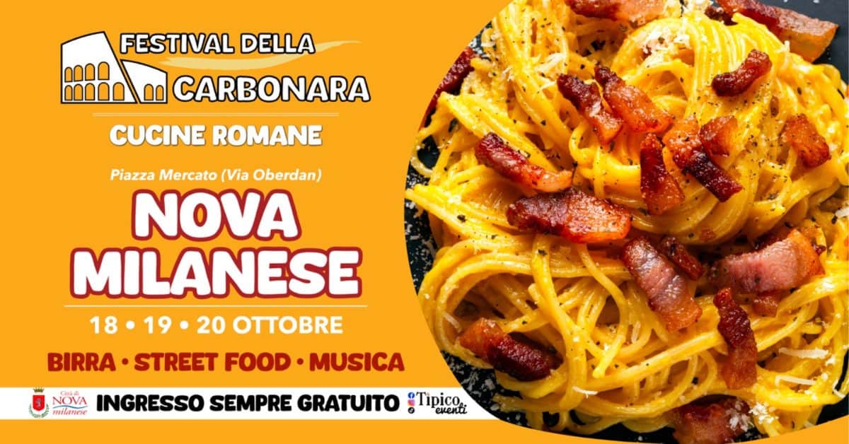 NOVA MILANESE (MB) – FESTIVAL DELLA CARBONARA | Cucine Romane May be an image of pasta and text