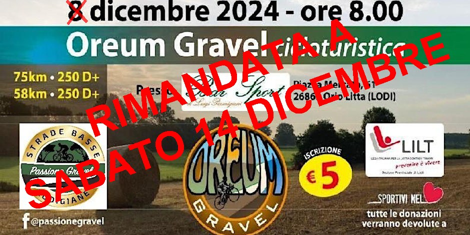 Evento Oreum gravel 4° edizione Locandina Oreum gravel 4° edizione - sabato 14 dicembre ore 08:00 - 10:00