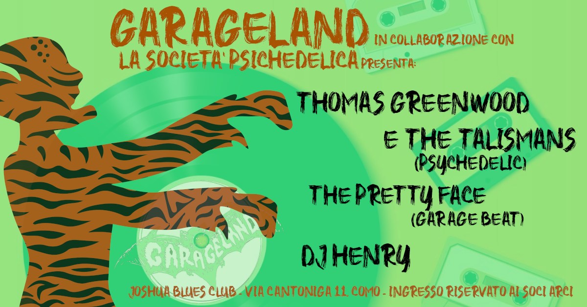 THOMAS GREENWOOD and The TALISMANS + THE PRETTY FACE – Dj set by HENRY No photo description available.