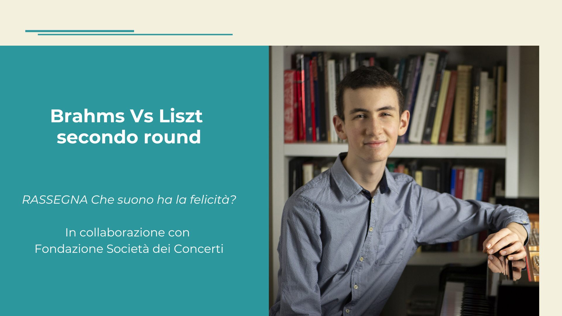 Brahms Vs Liszt: secondo round May be an image of 1 person, violin, piano, clarinet and text