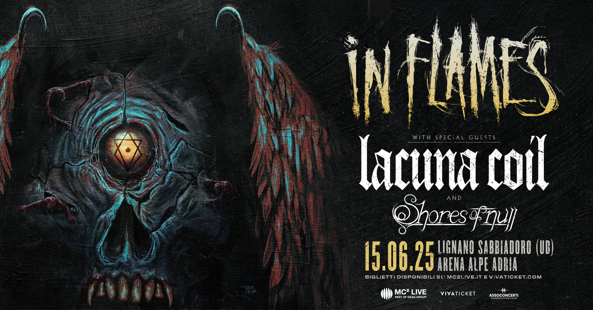 Evento IN FLAMES live @Lignano Sunset Festival – Opening act LACUNA COIL Locandina IN FLAMES live @Lignano Sunset Festival – Opening act LACUNA COIL - domenica 15 giugno ore 19:00 - 23:45
