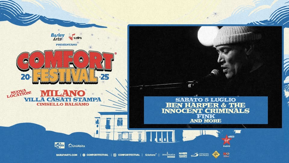 Evento Ben Harper & The Innocent Criminals Comfort Festival Live in Milano Locandina Ben Harper & The Innocent Criminals Comfort Festival Live in Milano - sabato 5 luglio ore 18:00 - 20:00