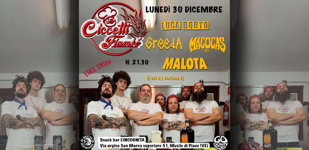 CICCETTI FLAMBÉ May be an image of 9 people and text