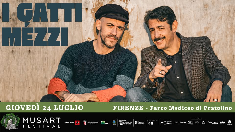 Gatti Mézzi | MusArt Festival 2025 – Parco Mediceo di Pratolino May be an image of 2 people, beard and text