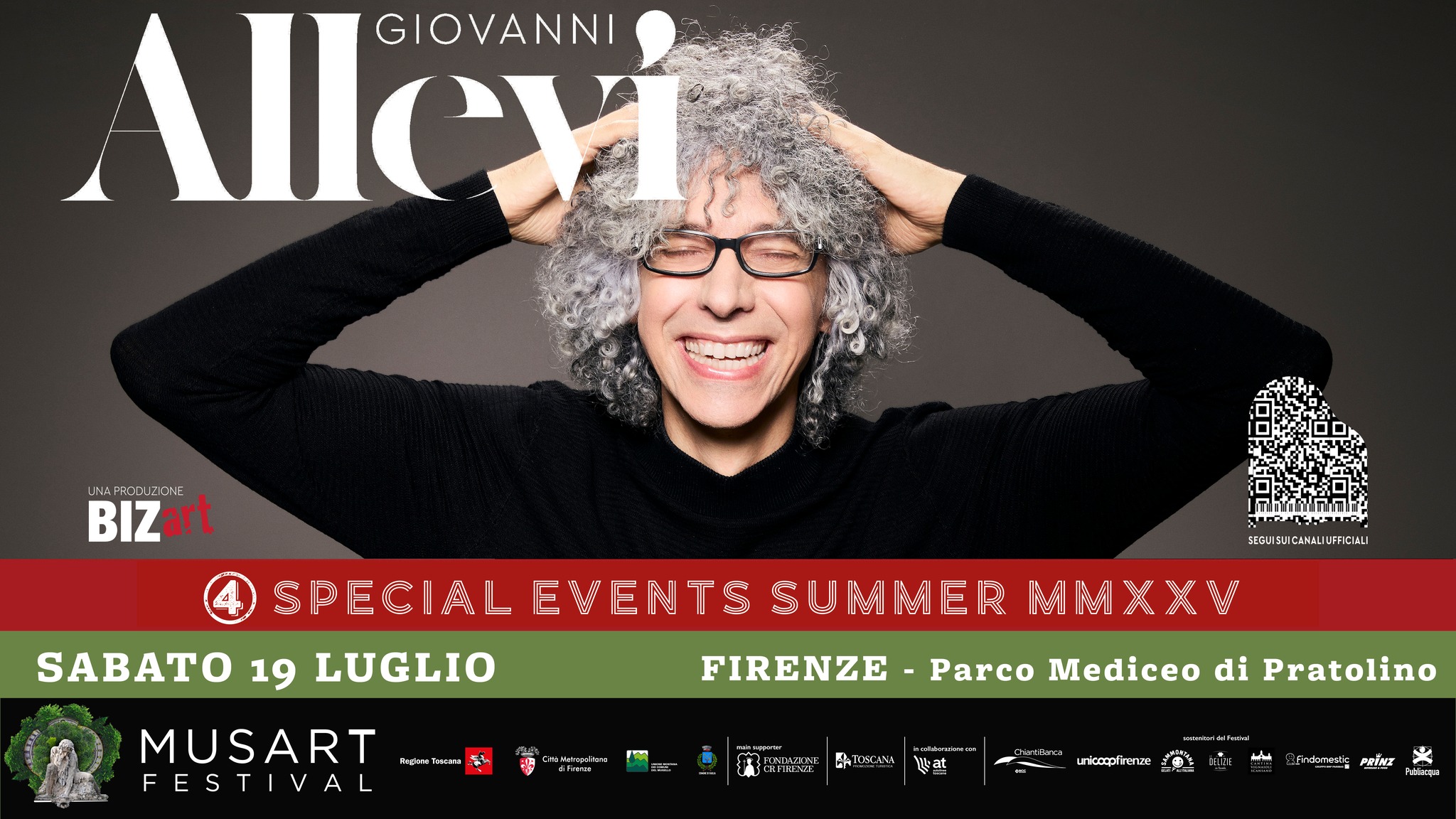 Giovanni Allevi | MusArt Festival 2025 – Parco Mediceo di Pratolino May be an image of 1 person and text