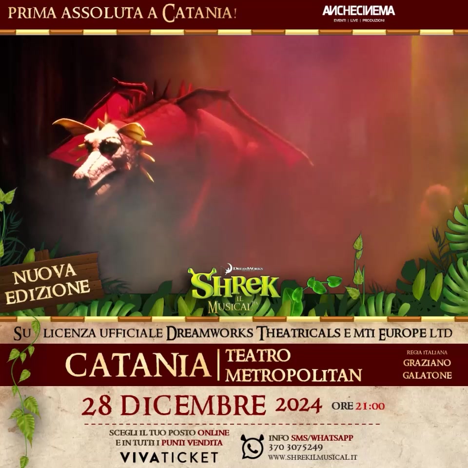 Evento Shrek Il Musical Originale Dreamworks Locandina Shrek Il Musical Originale Dreamworks - sabato 28 dicembre ore 21:00 - 23:00