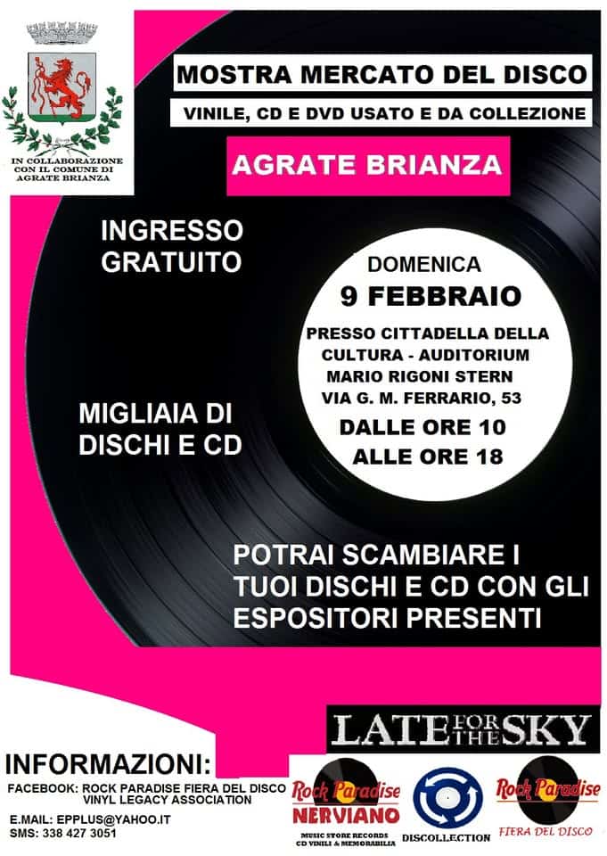 AGRATE BRIANZA (MB) – MOSTRA MERCATO DEL VINILE PER HOBBISTI – DOMENICA 09 02 2025 May be an image of text