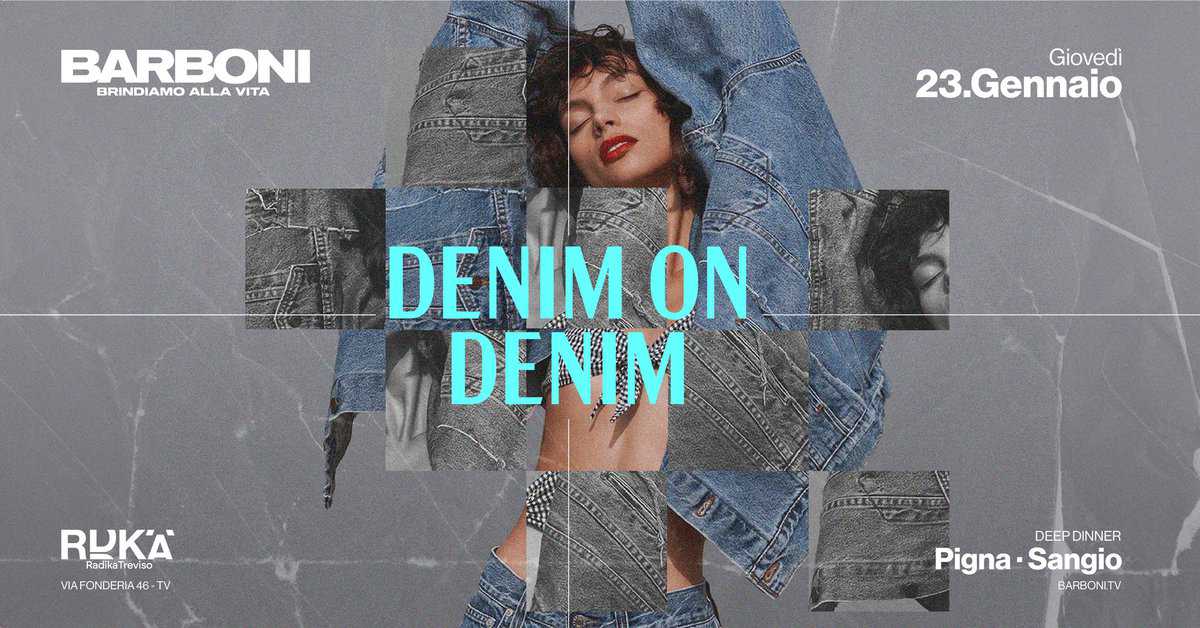 BARBONI giovedi 23 gennaio DENIM on DENIM al Radika TV May be an image of 1 person and text