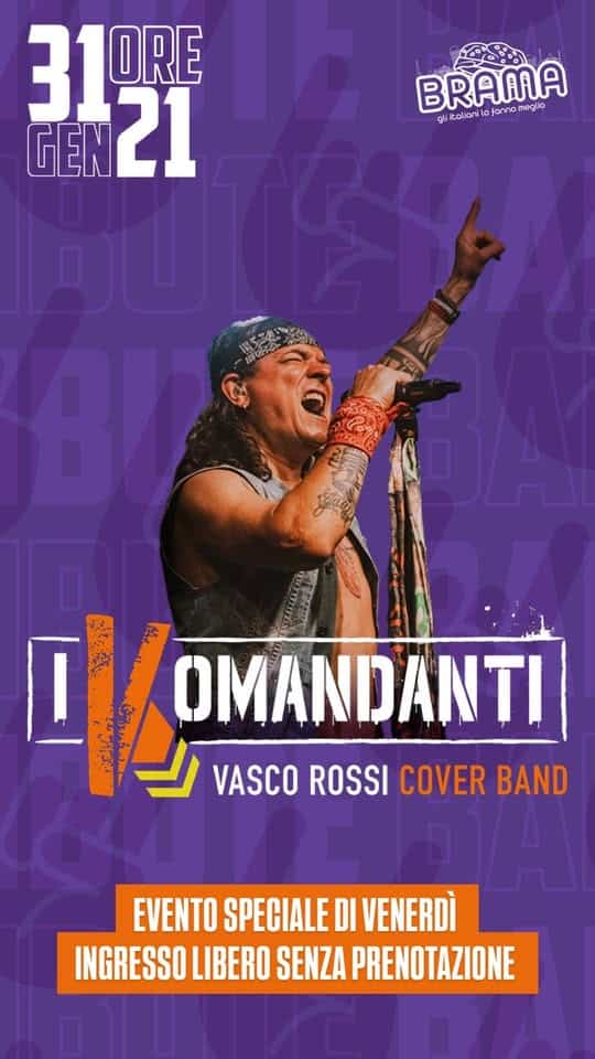 I KOMANDANTI – Vasco Rossi Cover Band May be an image of 1 person and text
