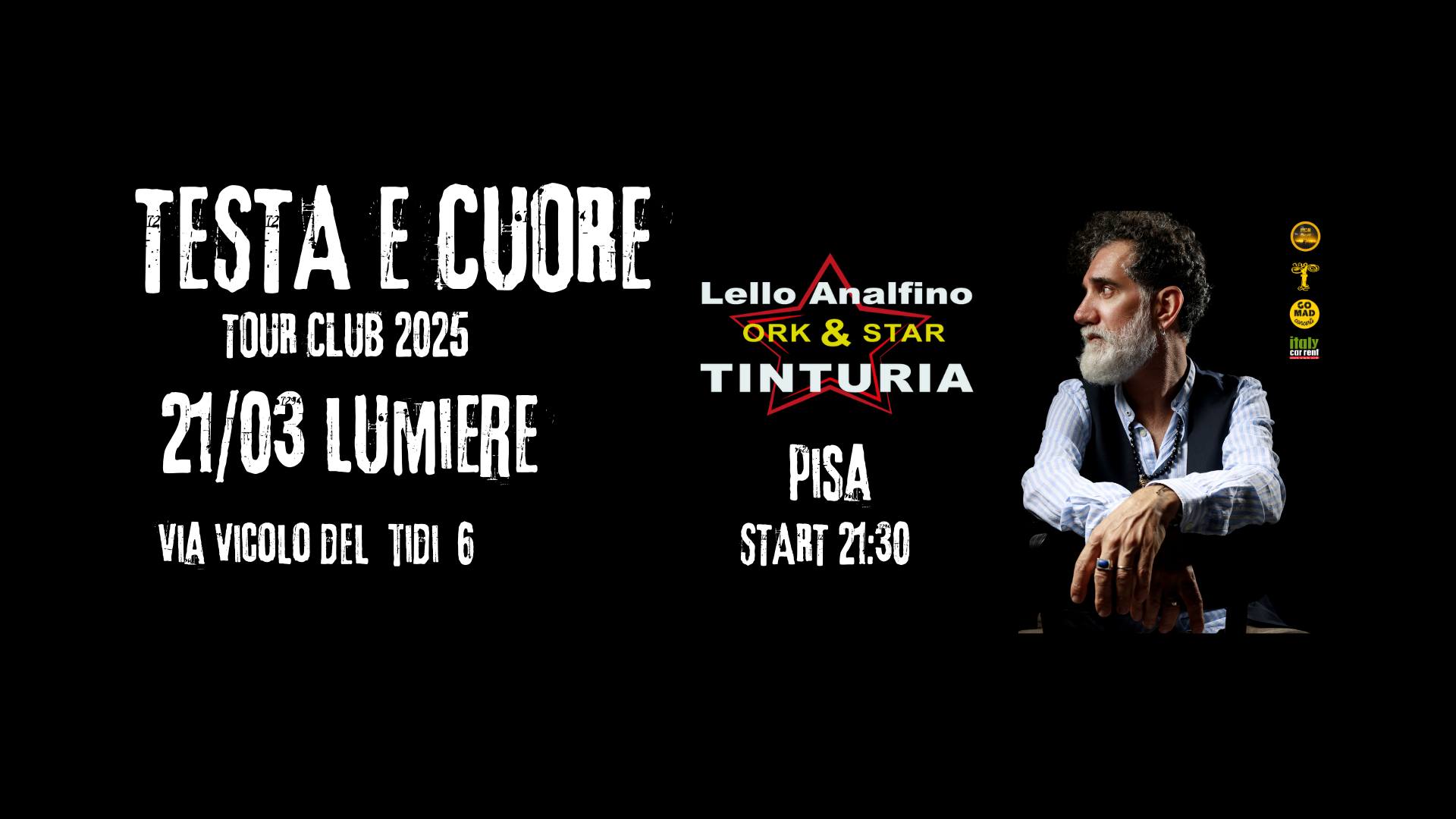 Lello Analfino & TINTURIA Orkestar Tour Club 2025 PISA May be an image of 1 person and text