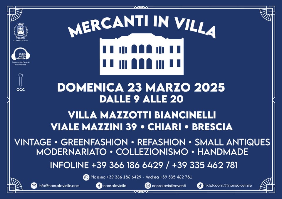 MERCANTI IN VILLA MOSTRA MERCATO DOMENICA 23 MARZO 2025 IV EDIZIONE May be an image of text