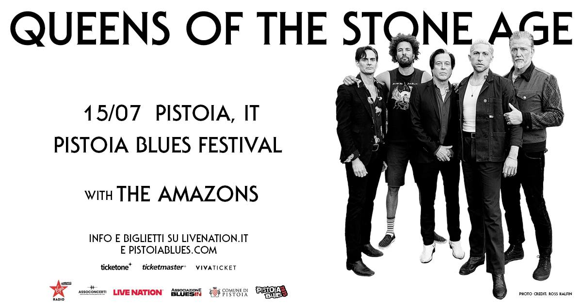 Queens of the Stone Age in concerto May be an image of 4 people and text