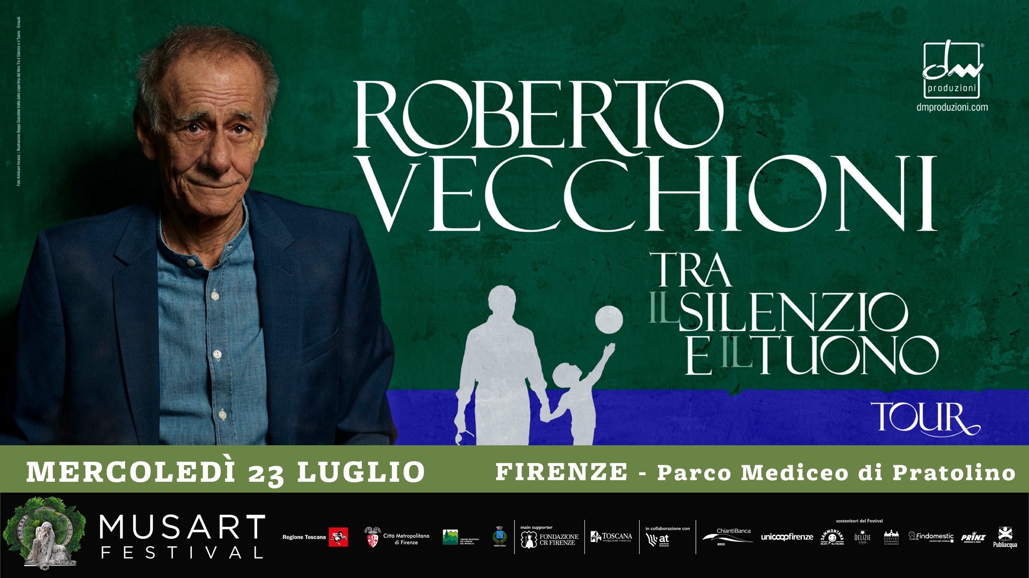 Roberto Vecchioni | MusArt Festival 2025 – Parco Mediceo di Pratolino May be an image of 1 person and text