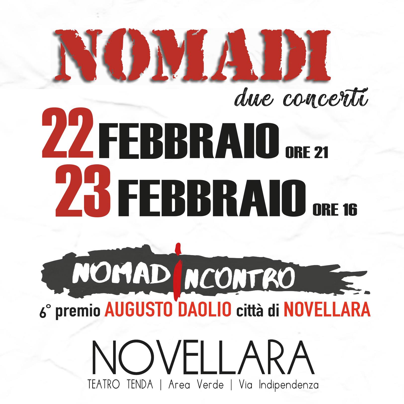 22 Febbraio NomadIncontro – 6° Premio Augusto Daolio May be an image of text