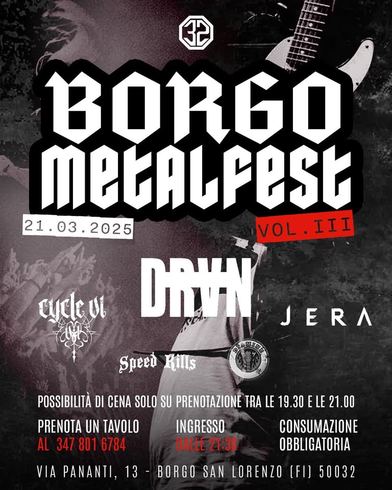 Evento Borgo Metalfest Vol. III Locandina Borgo Metalfest Vol. III - venerdì 21 marzo ore 21:30 - 23:30