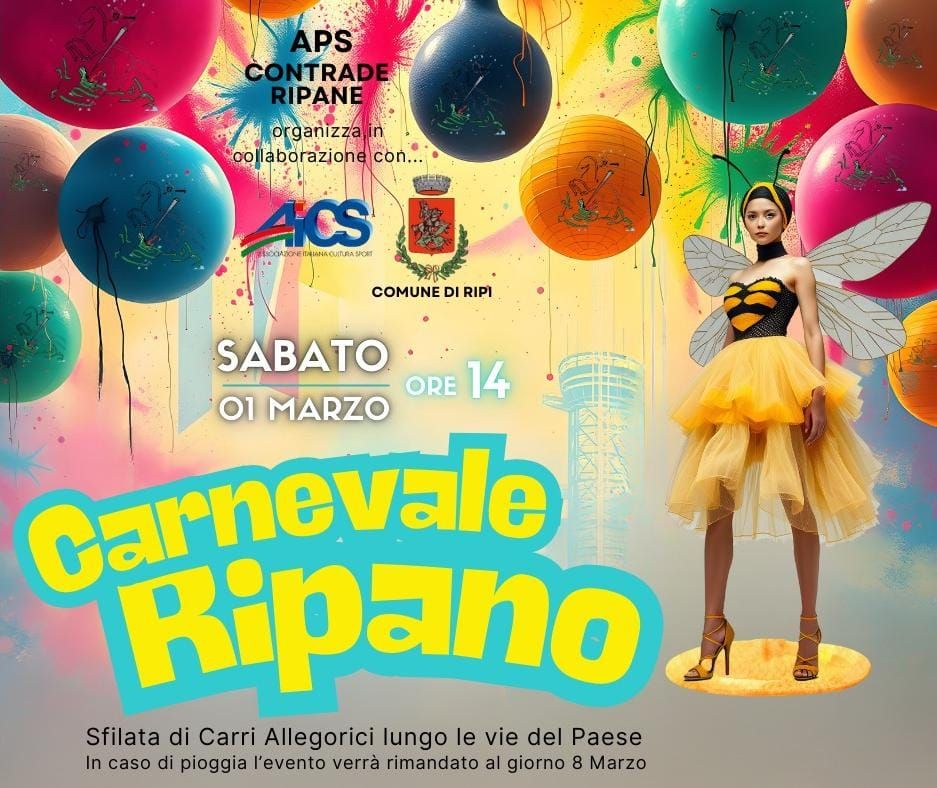 Carnevale Ripano🎭 May be an image of 1 person and text