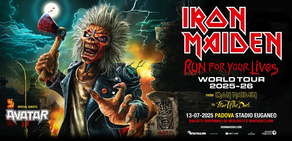Iron Maiden – Run For Your Lives World Tour 2025/26 | Padova, Stadio Euganeo No photo description available.
