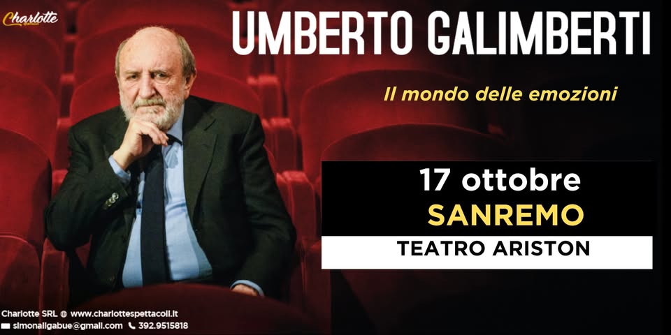SANREMO Teatro Ariston – Umberto Galimberti – Il mondo delle emozioni May be an image of 1 person