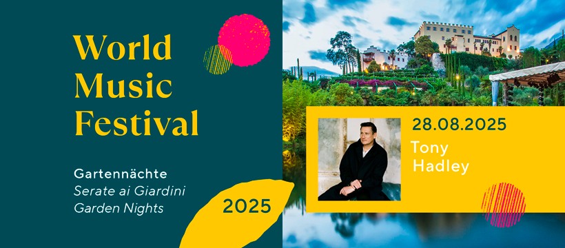 Tony Hadley Potrebbe essere un'immagine raffigurante 1 persona e il seguente testo "World Music Festival SerateaGiardini Serate al Giardini Gartennächte Garden Nights 28.08.2025 Tony Hadley 2025"