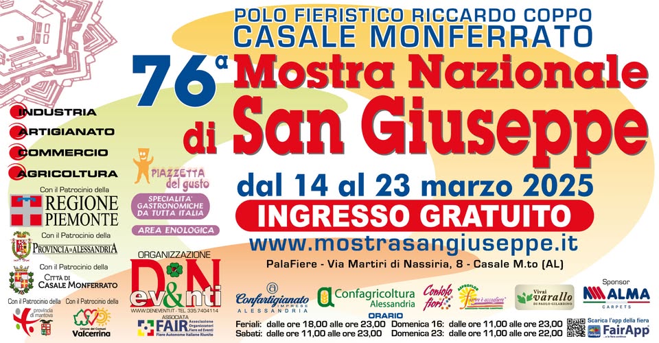 Evento 76º Mostra Nazionale di San Giuseppe Locandina 76º Mostra Nazionale di San Giuseppe - da venerdì 14 marzo - domenica 23 marzo 2025 ore 18:00 ore 22:00