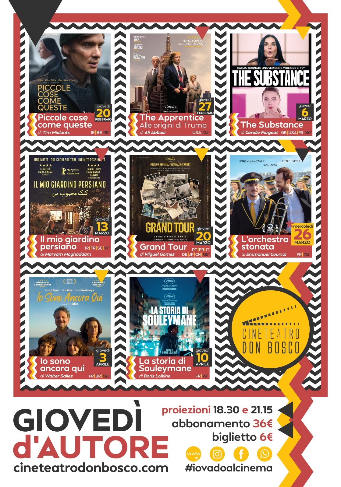 Evento Giovedì d’autore Rassegna Cinematografica dal 20 febbraio Locandina Giovedì d’autore Rassegna Cinematografica dal 20 febbraio - da giovedì 20 febbraio - giovedì 10 aprile 2025 ore 18:30 ore 22:15