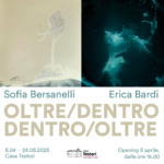 Inaugurazione “OLTRE/DENTRO DENTRO/OLTRE” la nuova mostra di Casa Testori. Potrebbe essere un'immagine raffigurante il seguente testo "Sofia Bersanelli Erica Bardi OLTRE/DENTRO DENTRO/OLTRE 5.04- 24.05.2025 Casa Testori Casa 一 รนอบน ANN عاعجاکا۶ Testori Opening 5 aprile, dalle ore 16.00"