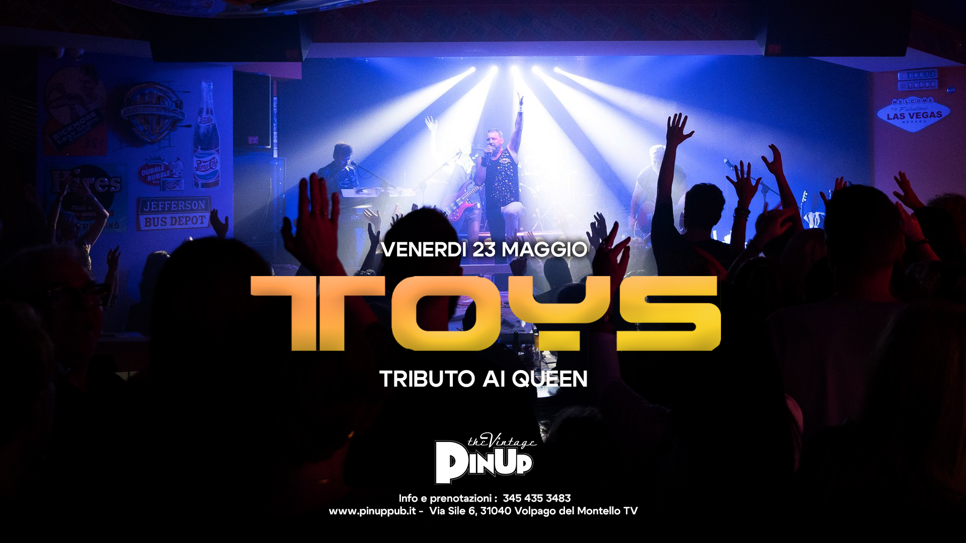 TOYS – Tributo ai Queen – Pinup Pub Potrebbe essere un'immagine raffigurante 4 persone e il seguente testo "JEFFERSON BUSDEPOT ES000D DigoaG LASVEGAS LAS VEGAS VENERDI 23 MAGGIO תיסלר TRIBUTO A QUEEN LEVintage thEVi V ن DINUD عهماس Info prenotazioni: 3454 435 3483 www.hpgaeveslsgaup Sile 31040 Volpago del Montello ww.pinuppub.it Via"
