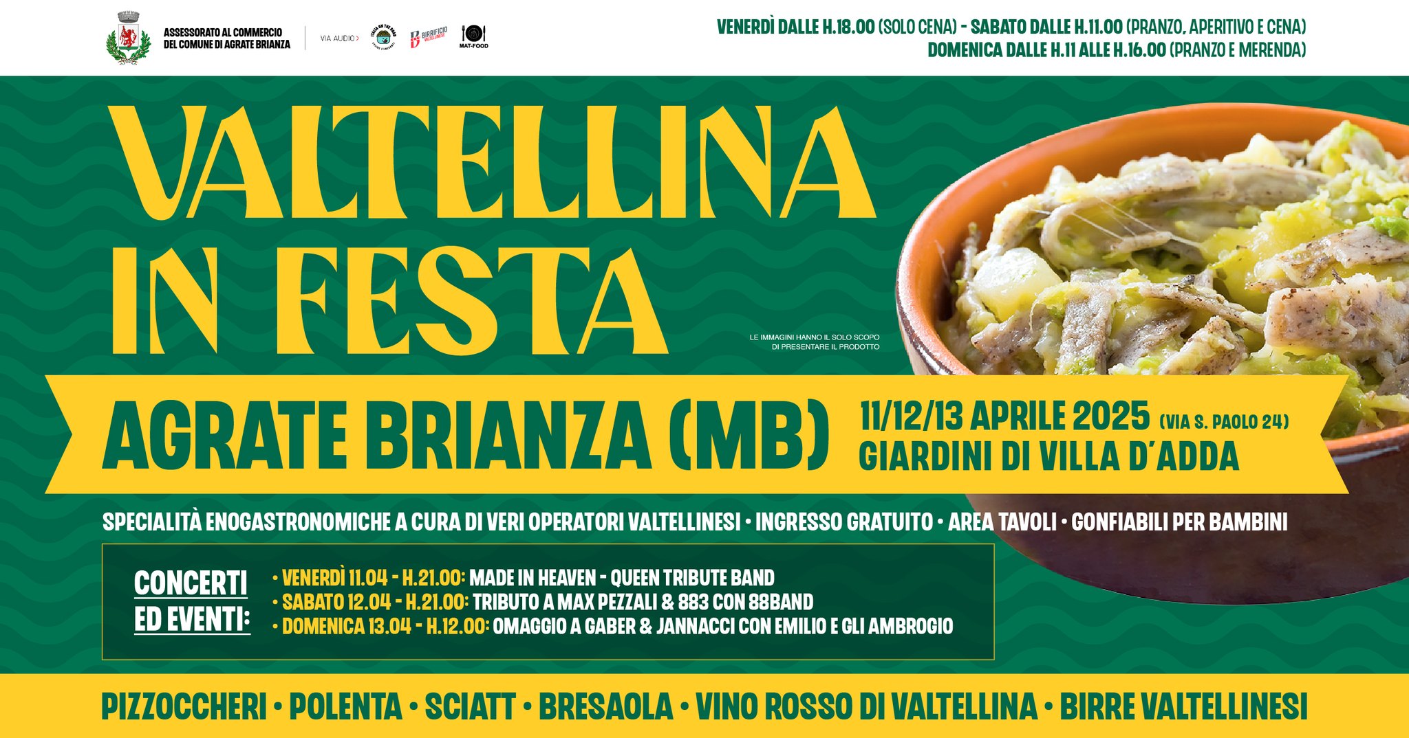Valtellina in Festa 2025 | Agrate Brianza (MB) Potrebbe essere un'immagine raffigurante pasta e testo