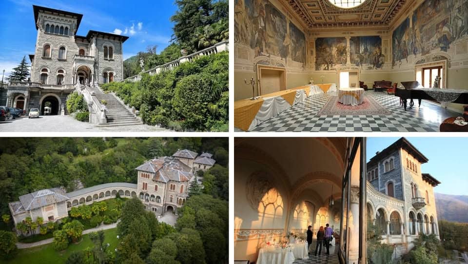 Visita guidata di Villa Magni-Rizzoli: un gioiello neogotico tra storia, arte e paesaggio Potrebbe essere un'immagine raffigurante 4 persone e castello