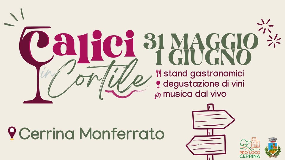 Evento Calici In Cortile 31 Maggio – 1 Giugno 2025 Locandina Calici In Cortile 31 Maggio – 1 Giugno 2025 - da sabato 31 maggio - domenica 1 giugno 2025 ore 19:00 ore 23:45