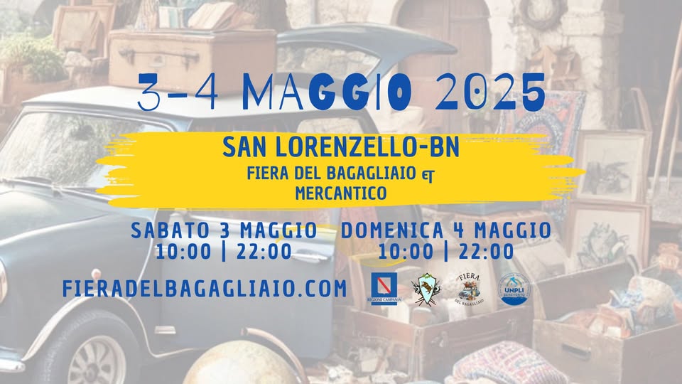 Evento Fiera del Bagagliaio & Mercantico Locandina Fiera del Bagagliaio & Mercantico - sabato 3 maggio ore 10:00 - 12:00