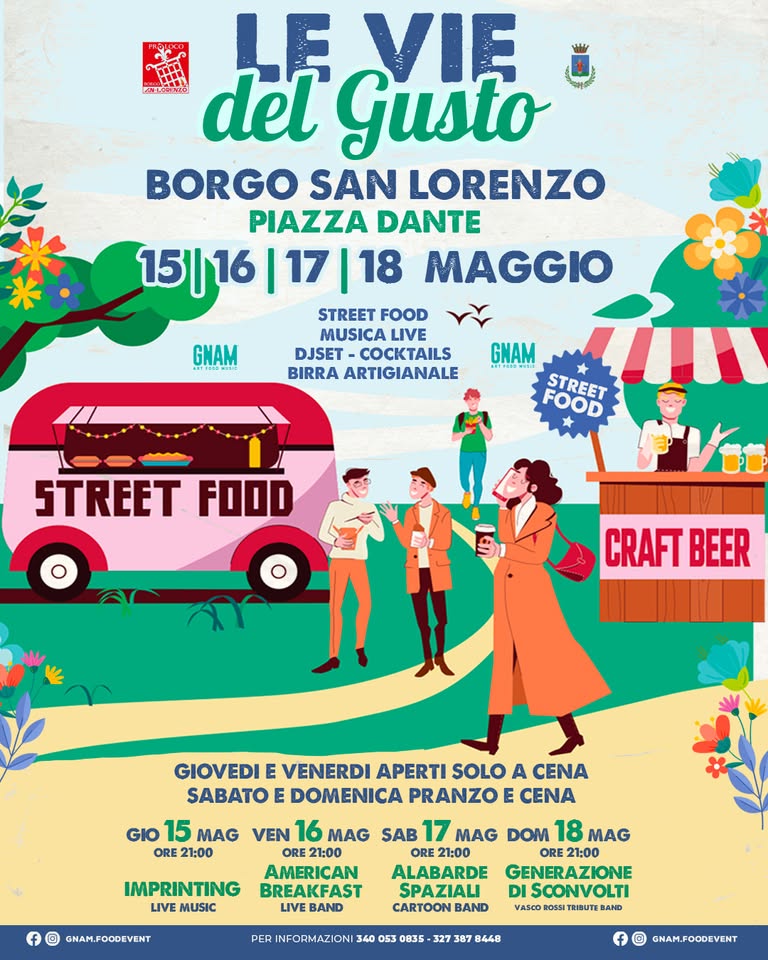 LE VIE DEL GUSTO – BORGO SAN LORENZO | 15-16-17-18 MAGGIO | BORGO SAN LORENZO (FI) Potrebbe essere un'immagine raffigurante 1 persona, l'Arno e folla