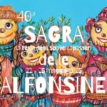 40° SAGRA DELLE ALFONSINE | La festa degli spaventapasseri Potrebbe essere un disegno raffigurante il seguente testo "40 SAGRA lFest lFestadei dégi Spaventapasseri passeri delle 25 maggio 2025 ALFONSINE Comune di Alfonsine collaborazione con incollaborazione Agenciazion ssociazioni del territorio"