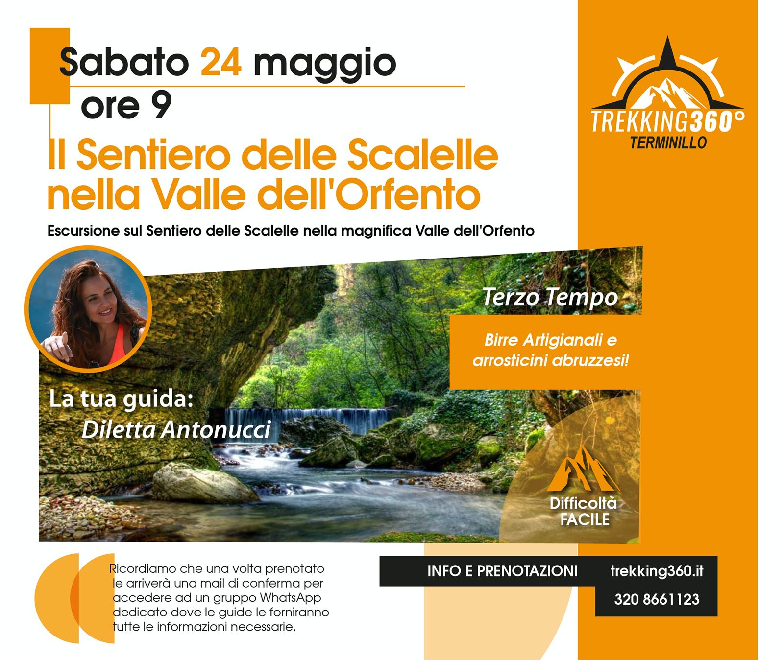 Escursione sul Sentiero delle Scalelle nella magnifica Valle dell’Orfento Potrebbe essere un'immagine raffigurante 1 persona e il seguente testo "Sabato 24 maggio ore Il Sentiero delle Scalelle nella Valle dell'Orfento Escursione sul Sentiero delle Scalelle nella magnifica Valle dell' dell'Orfento TREKKING360° TERMINILLO Terzo Tempo La tua guida: Diletta Antonucci Birre Artigianali e arrosticini abruzzesi! Difficoltă> FACILE Ricordiamo che ficordiamocheunavollaprenotat una volta prenotato le arriverà una mail conferma per accedere adu accodereadungupoWhatsApp gruppo WhatsApp dedicato dovele guide fomiranno Tutte le informazioni Informazioninecessaries necessarie INFO E PRENOTAZIONI trekking360.it 320 8661 123"