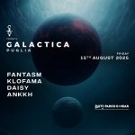 Galactica Puglia – Day 3 Potrebbe essere un contenuto grafico raffigurante spazio e il seguente testo "용 ਨ "DENENTX GALACTICA PUGLIA FRIDAY 15TH AUGUST 5THAUGUST202 2025 FANTASM KLOFAMA DAISY ANKKH RAFFO RAFFOPARCOG-NDAR PARCO G•NDAR"