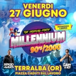 Millennium 90/2000 • Piazza Caduti sul Lavoro – Terralba (OR) Potrebbe essere un'immagine raffigurante 2 persone e il seguente testo "VADILONGA PAOLO PAOLOGIUSTI GIUSTI management R&G MUSIC VENERDI 27 GIUGNO INGRESSO LIBERO MLLENNIUM PARTY THE ORIGINAL 90's/2000 SERGO CLAUDE MAURI TERRALBA (OR) LEBOY PIAZZA CADUTI SUL LAVORO START STARTORE ORE 22:00"
