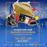 REDENTORE 2025 – Fly To Neverland Boat Party | Sabato 19 Luglio 2025 Potrebbe essere un contenuto di pop art raffigurante mappa, fuochi_d'artificio e il seguente testo "1วกบญ70 เพกุก REDENTORE 2025 SABATO 19 LUGLIO DALLE ORE 18:30 ALLE ORE DALLEORE18:30ALLEORE02:30 02:30 NEVERLAND NEVE FLYTO BO PARTY VecioPiave NETr Ni PITERPAN 씨방 風M OPERA OPERA RA BULLDOG AgEna FRATTINA ٢١"