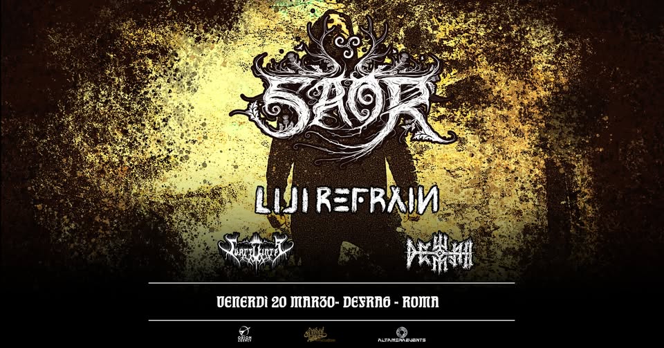 SAOR + guests TBA – Live @ Defrag – Roma Potrebbe essere un'immagine raffigurante il seguente testo "SPOR אט VERERDI 10 oTToBe 6 ROMA 라내권 ALTAMIIMEVENTS"