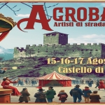 Acrobazie – Artisti di strada al Castello Potrebbe essere un'immagine raffigurante 5 persone, l'Arno e il seguente testo "平 אעי 1I 아다금 GROBAZIE Artisti di strada al Castello 15-16-17 Agosto 2025 Castello di Zumelle VX"