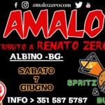 AMALO / Renato Zero tribute @ Spritz & Burger – Albino (BG) Potrebbe essere un'immagine raffigurante 1 persona, strumento musicale, hamburger e il seguente testo "f amalozero.com YCE כלד AMALO TRIBUTO A RENATO ZERO ALBINO -BG- SABATO 7 GIUGNO SPRITZ INFO > 351 587 5787 BURGER"