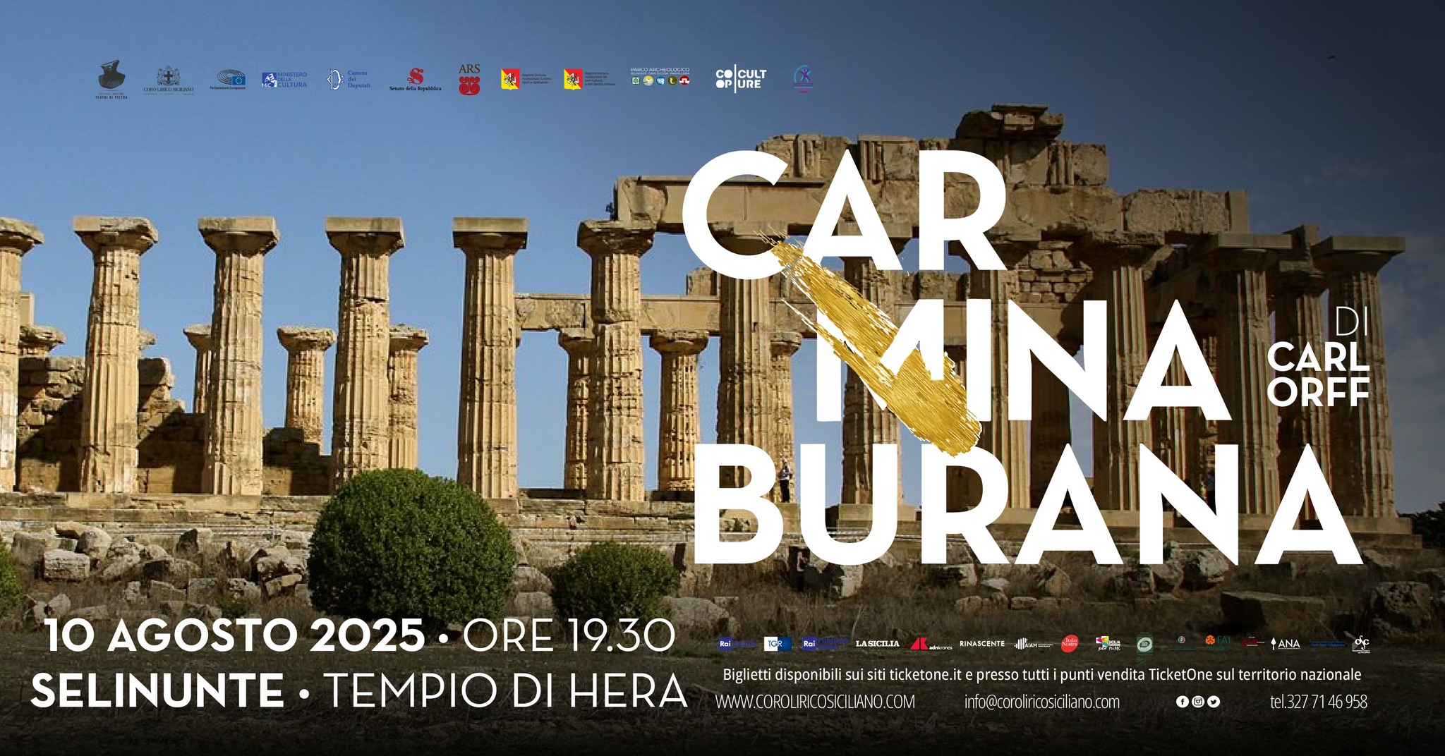 CARMINA BURANA di Carl Orff a SELINUNTE presso il TEMPIO DI HERA – Versione scenica completa Potrebbe essere un'immagine raffigurante monumento e testo