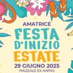 Festa d’inizio estate – 29 giugno 2025 Potrebbe essere un'immagine raffigurante il seguente testo "えびこ AMATRICE FESTA DINIZIO ESTATE 29 GIUGNO 2025 PIAZZALE EX ANPAS"